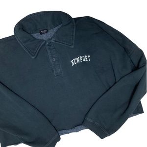 Brandy Melville Navy Blue Cropped Sweatshirt Pullover "Newport" OSFM